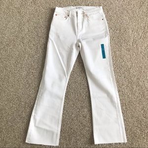 Zara Mid-rise Slim The Boot Cut Jean in Off White